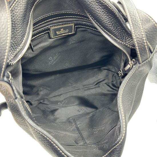 Сумка Marina Creazioni черная кожаная - фото 5,