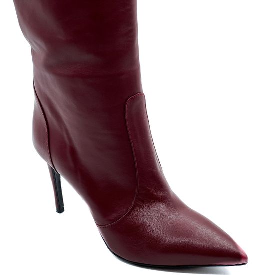 Сапоги Tiffi бордо кожаные демисезонные - фото 6, 