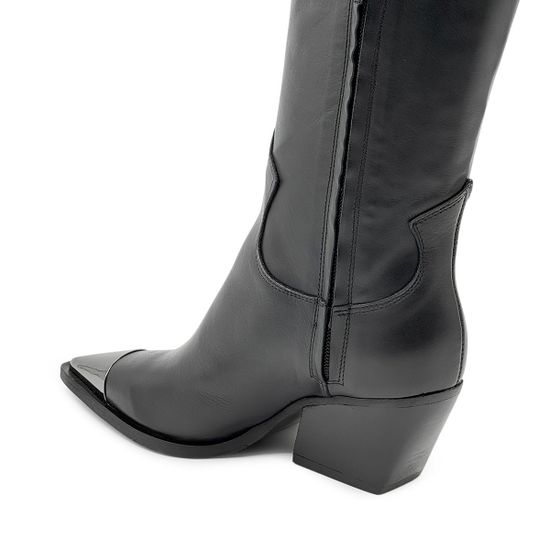 Сапоги казаки MIMMU черные кожаные демисезонные - фото 4, M855M2 MIM NERO