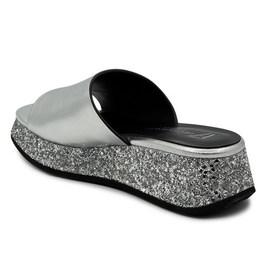 Шлепанцы Francesco V серебристые кожаные со стразами - фото 3, T118 FV ARGENTO