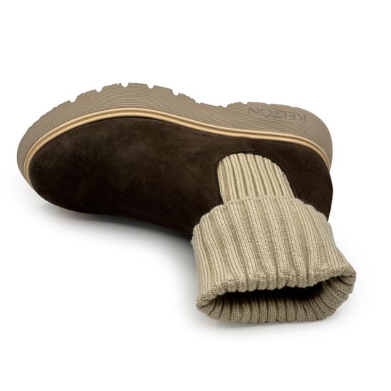 Ботинки KELTON замша/текстиль коричневые на байке - фото 5,