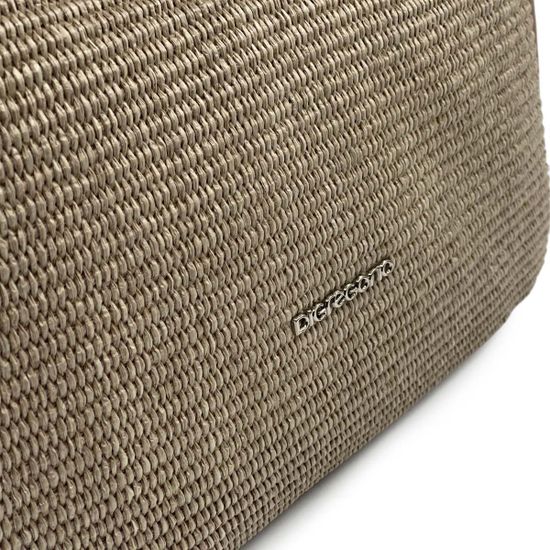 Сумка Di Gregorio кожа/текстиль розовая/бежевая - фото 4, 