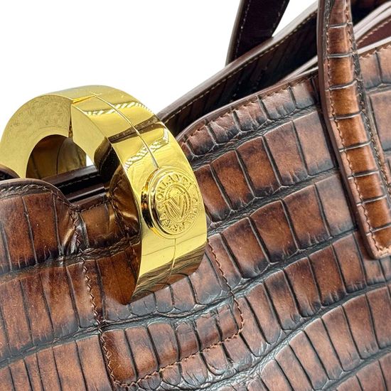 Сумка Valentino Orlandi коричневая кожаная крокодил - фото 4, 7603 VO MORO