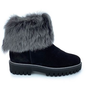 Ботинки Pertini черные замшевые МЕХ - фото 1, 182W15058D2 PRT