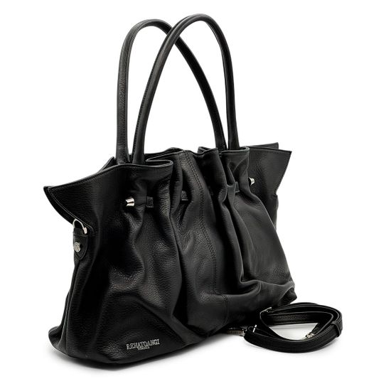 Сумка Renato Angi черная кожаная с текстильным клатчем - фото 2, 3505381 RA NERO