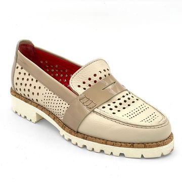 Лоферы Pas de Rouge бежевые кожаные - фото 2, P314 ROU