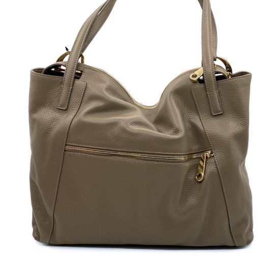 Сумка Di Gregorio бежевая кожаная - фото 3, 