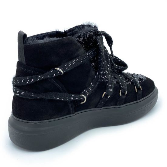 Ботинки Pertini черные замшевые МЕХ - фото 3, 192W16296D2 PRT