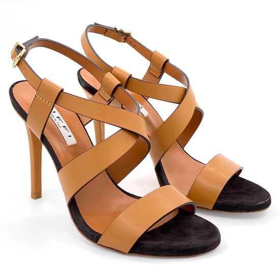 Босоножки Tiffi черно-рыжые кожаные - фото 7, 510/90 TI