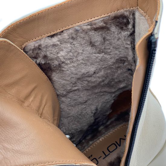 Ботильоны Mot Cle бежевые кожаные МЕХ - фото 7, 