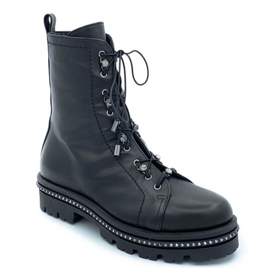 Ботинки Mara черные кожаные МЕХ - фото 2, 