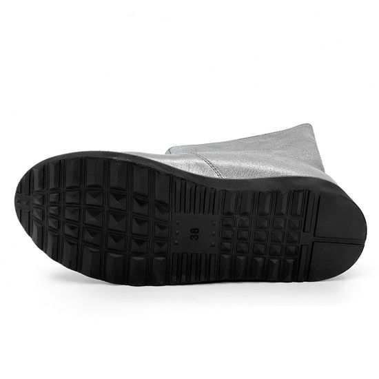 Ботинки Cover платиновые кожаные МЕХ - фото 4, 8085-2 COV