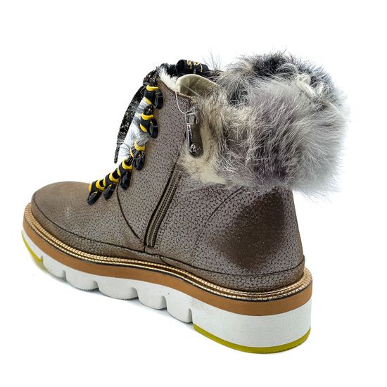 Ботинки женские Lab Milano бежевые МЕХ - фото 3, A21126-2 LAB