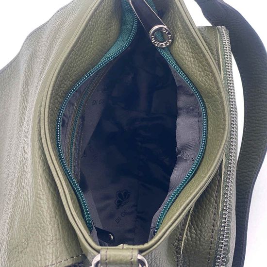 Сумка Di Gregorio зеленая кожаная с ручкой под питон - фото 5, 03237 DG OLIVA