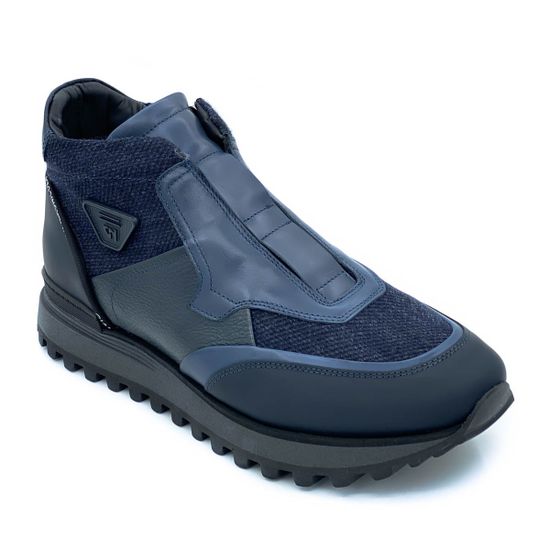 Кроссовки Giampieronicola синие кожаные утеплитель - шерсть - фото 2, 