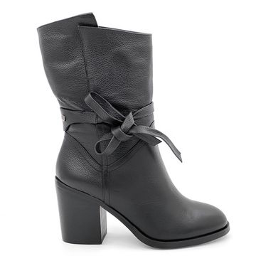 Полусапоги Cover черные кожаные МЕХ - фото 1, 4035-2 COV