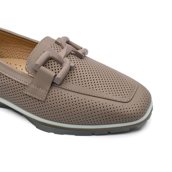 Лоферы CV COVER пудровые кожаные перфорированные - фото 6, 100-05 COV PUDRA