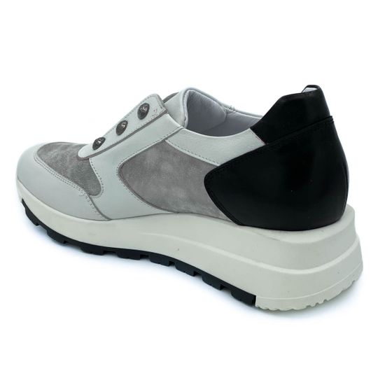 Кроссовки Donna Soft бело-серо-черные кожаные - фото 3, DS1492 DS