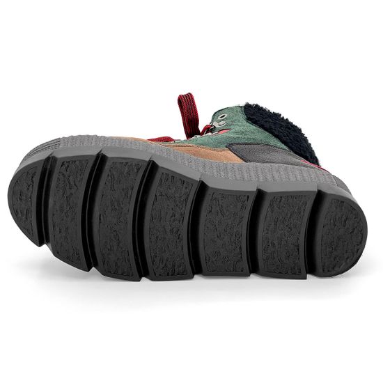 Ботинки Marzetti зелено-коричневые МЕХ комбинация замши и кожи - фото 4, 