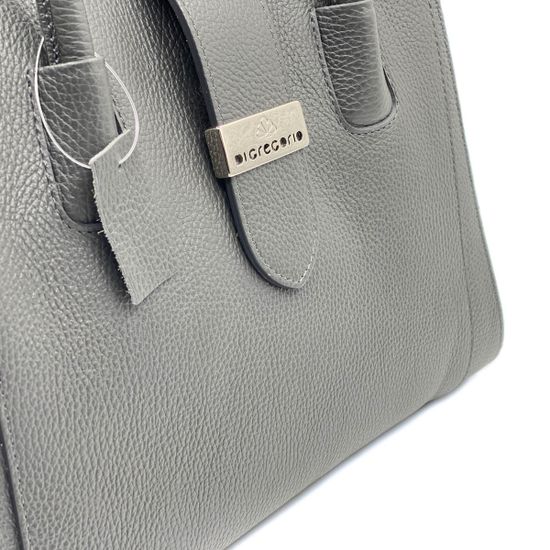 Сумка Di Gregorio серая кожаная - фото 4, 