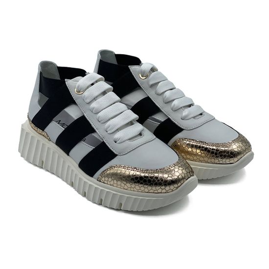 Кроссовки летние Donna Soft кожаные черные/золотые/белые - фото 7, 