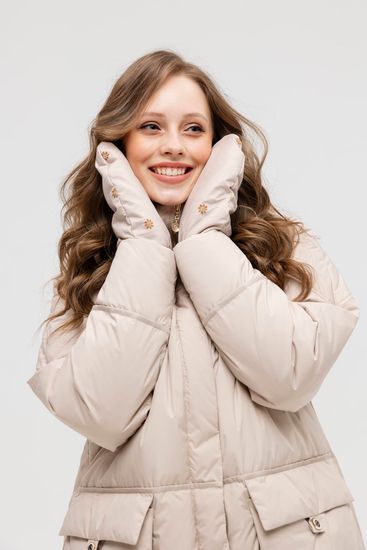 Пуховик Tuffoni светло-бежевый средней длины - фото 3,