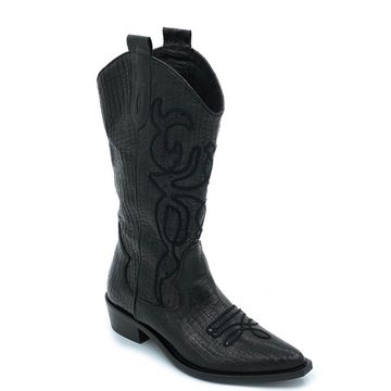 Полусапоги Mimmu черные кожаные демисезонные тиснение под крокодила - фото 2, MU3710 MIM