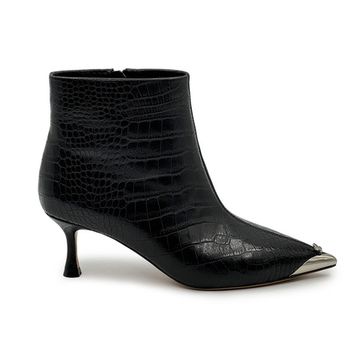 Ботильоны TUFFONI черные кожаные тиснение &quot;крокодил&quot; на байке - фото 1, 3524066LB TUF NERO