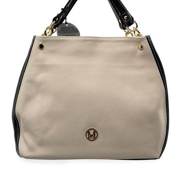 Сумка MOT-CLE кожаная бежевая/черная - фото 1, COFFA MOT