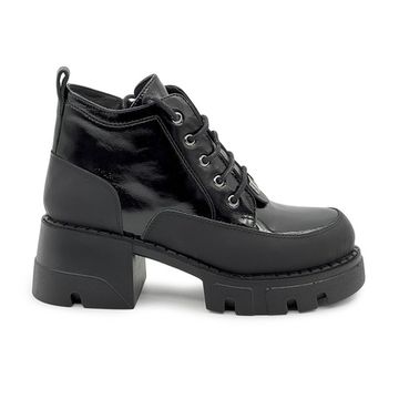 Ботинки Lab Milano черные кожа/лак демисезонные - фото 1, G058811 LAB NERO