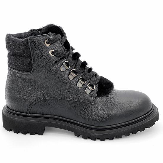 Ботинки Giada Gabrielli черные кожаные МЕХ - фото 1, 840 GABR