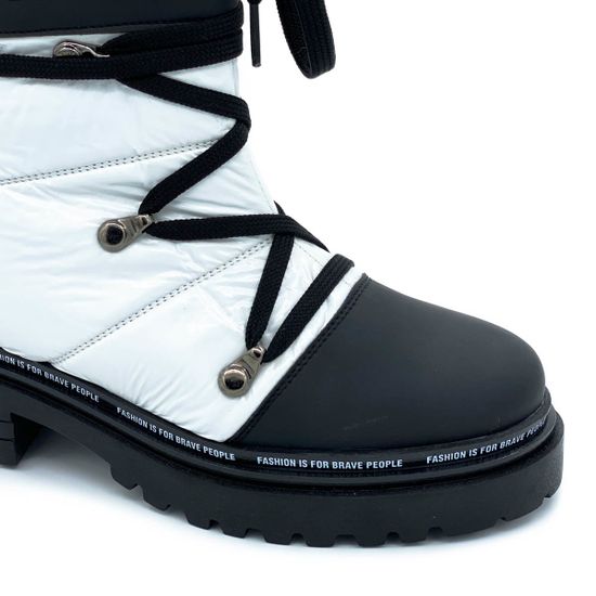 Ботинки Jeannot черно-белые МЕХ текстиль - фото 5, 70285(917) JN