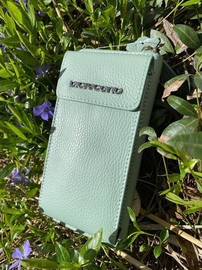 Сумочка Di Gregorio кросс-боди бирюзовая кожаная маленькая - фото 3, 