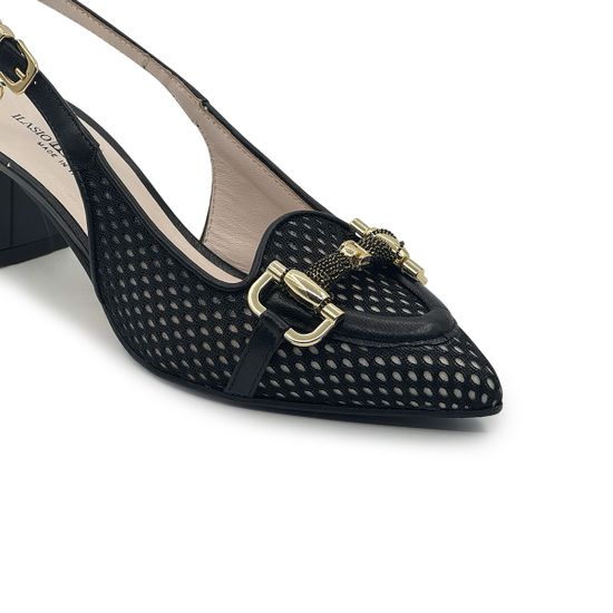 Туфли "шанель" Ilasio Renzoni черные кожаные с гипюром - фото 6, 8010 IR NERO