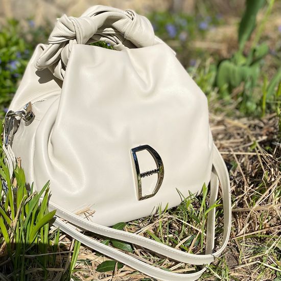 Сумка Di Gregorio бежевая кожаная - фото 1, 