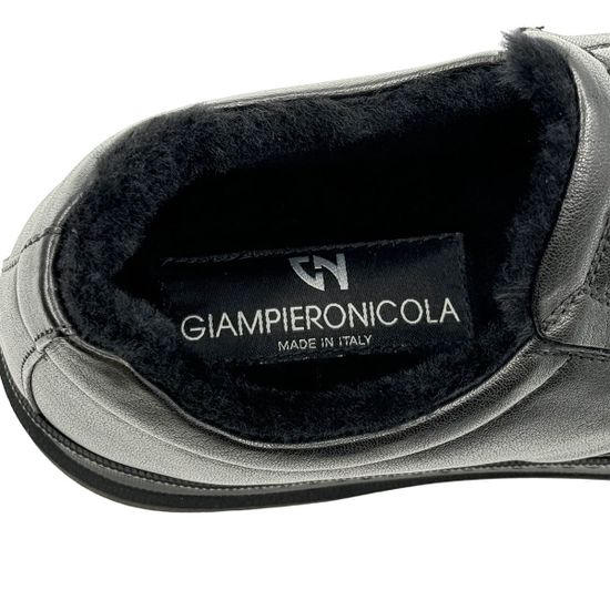 Слипоны GIAMPIERONICOLA черные кожаные на меховой подкладке - фото 7, 40197 GPN