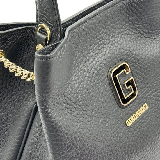 Сумка Gironacci черная кожаная - фото 4, 