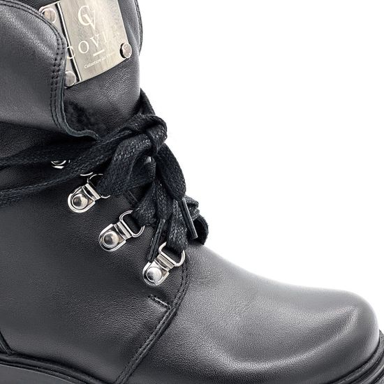 Ботинки Cover черные кожаные МЕХ - фото 6, 7232A-2 COV