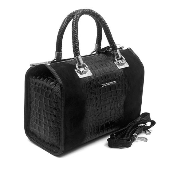 Сумка Di Gregorio черная крок/замша - фото 2, 