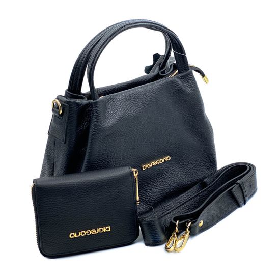 Сумка Di Gregorio черная кожаная - фото 2, 8810 DG NERO