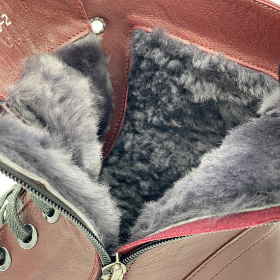 Ботинки Cover бордо кожаные МЕХ - фото 6, 