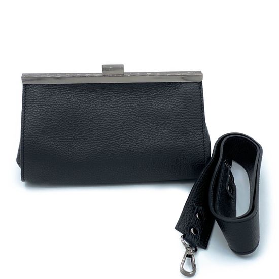 Клатч-саквояж Renato Angi черный кожаный - фото 3, 