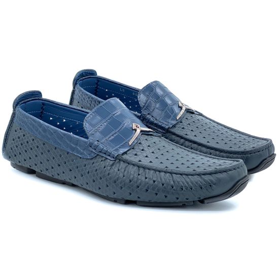 Мокасины Luca Guerrini синие кожаные - фото 7, 