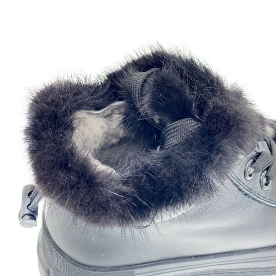 Ботинки Ilasio Renzoni черные кожаные МЕХ - фото 7, 