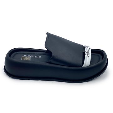 Шлепанцы NULA&amp;NILA черные кожаные - фото 1, NO1860 NIL NERO