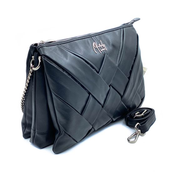 Сумка Renato Angi черная кожаная плетеная - фото 5, 