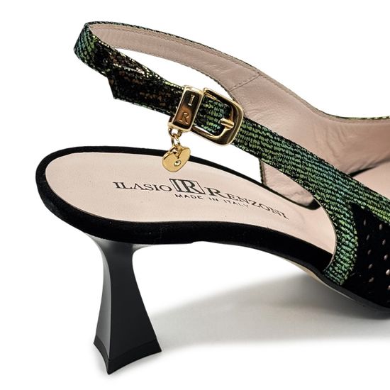 Туфли женские Ilasio Renzoni кожаные черные/зеленые - фото 7, 8041 IR