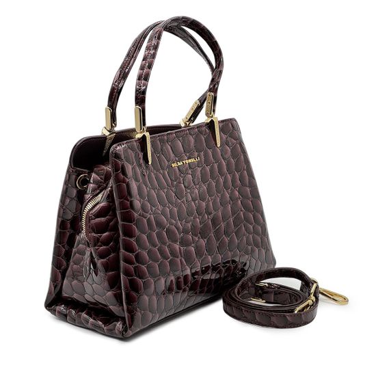 Сумка Gilda Tonelli фиолетовая лакированная тиснение &quot;крокодил&quot; - фото 2, 