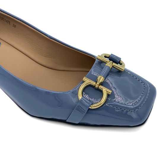 Туфли Tuffoni с перемычкой серо-синие кожаные лакированные - фото 6, 1723014PL TUF BLU