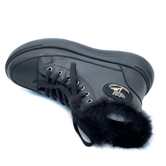 Ботинки Marcelo Lopez черные кожаные МЕХ - фото 5, RW08 ML